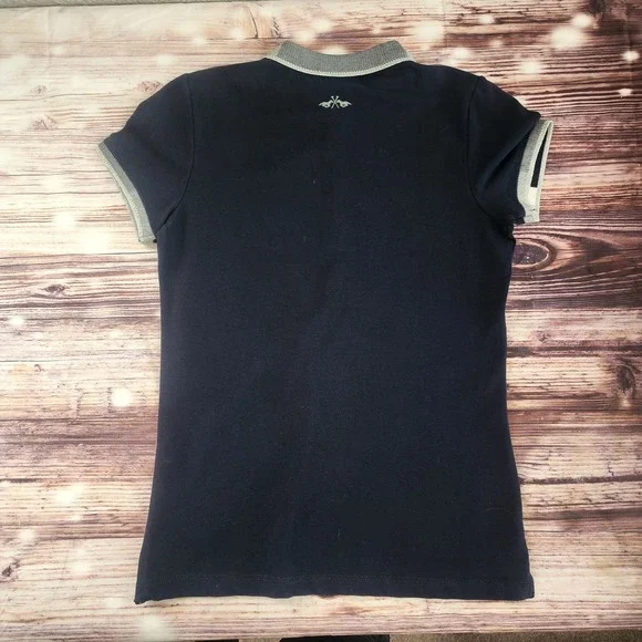 HV Society Womens XS Polo Shirt Blue Embroidered Equestrian Caylee Preppy Riding - Picture 7 of 11